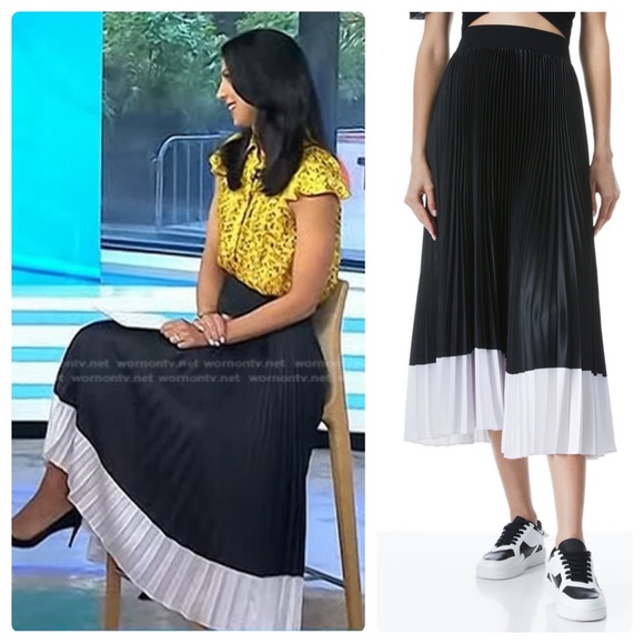 ALICE + OLIVIA Katz Pleated Midi Skirt - Picture 6 of 11
